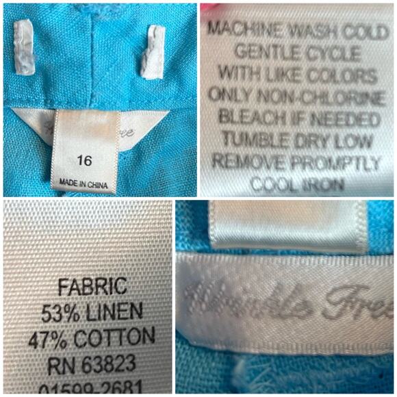 Christopher & Banks Cropped Pants Turquoise Blue Linen Blend Women's Size 14 - Picture 6 of 7